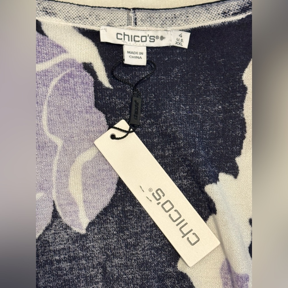 NEW Chico’s Purple Blooms Cardigan Sweater in Parisian Purple Size 4 / XXL / 20 - Picture 6 of 9